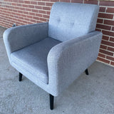 Gray Fabric Tweed Mid Century Modern Accent Chair