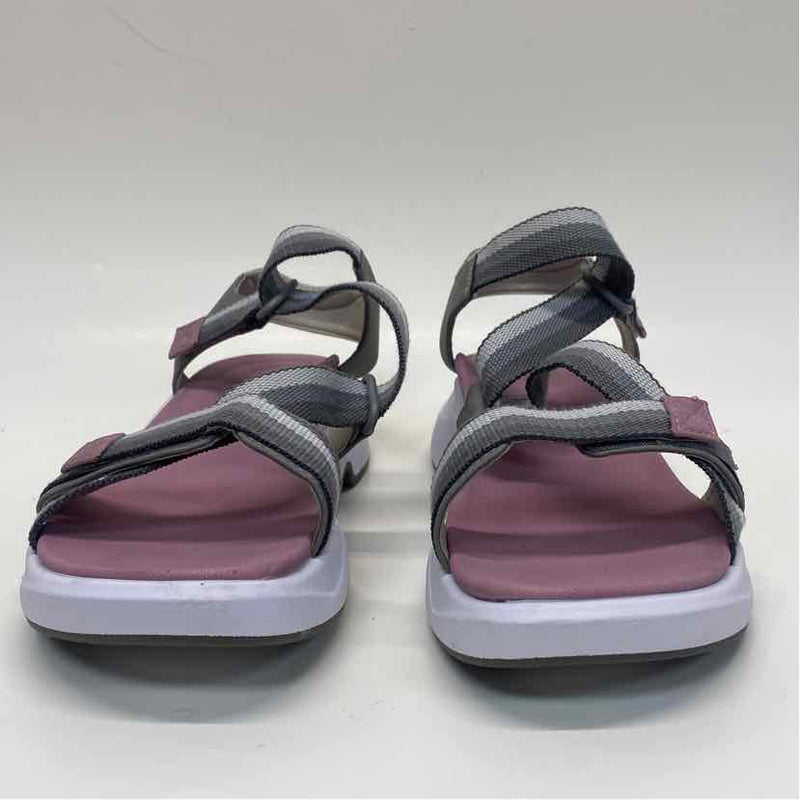 Aetrex Size 7.5-8 Women's Gray Stripe Strappy Sandals