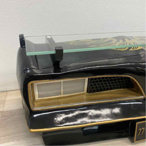 Black Pontiac Trans Am Floating Wall Glass Shelf w LED Headlights