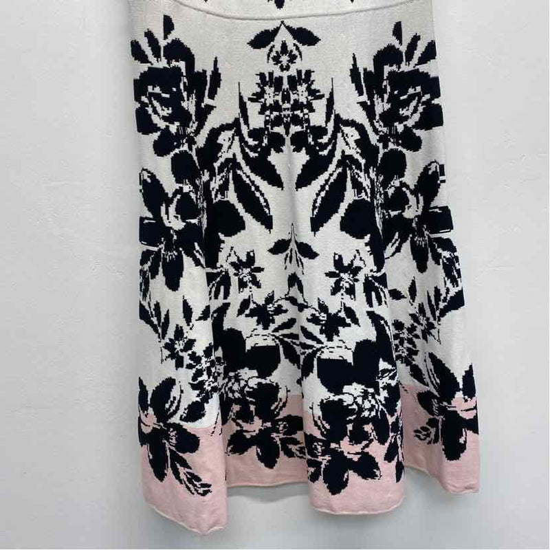 Eliza J Size M Women's White-Black Floral Fit And Flare Dress
