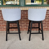 Bar - Pub Swivel Gray Tweed Fabric Stool - Set of 2