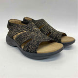 Kuru Size 8 Women's Black-Tan Tweed Slip On Sandals