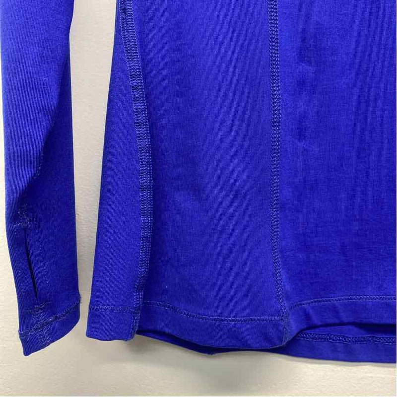 Calvin Klein Size M Women's Royal Blue Seams Long Sleeve V Neck Activewear Top