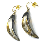 Alexis Bittar Stylized Leaf-Shaped Dangle with Metallic Gold Design  Earrings