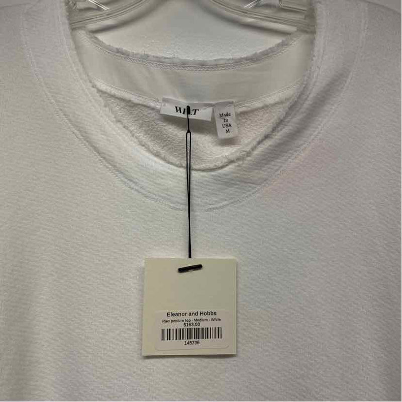 Wilt Size M Women's White Solid Pullover Long Sleeve Top