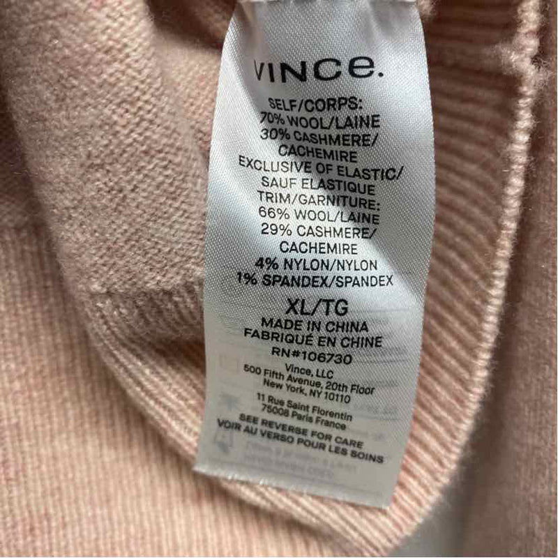 Vince Size Xl Women's Light Pink Solid Pullover Sweater