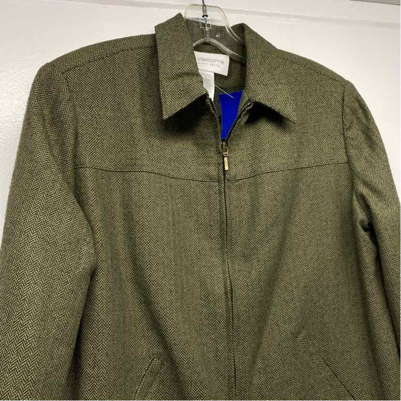 Liz Claiborne Women's Size S Green Tweed Zip Up Jacket