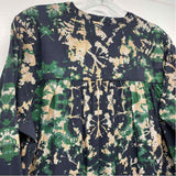 Mariacher Size L-M Women's Navy-Multicolor Pattern Button Up Shirt