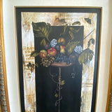 Wood framed canvas print of pedestal bowl of fruit signed Noel