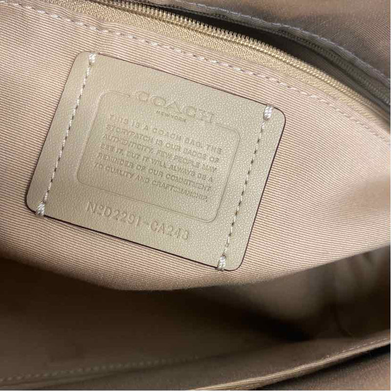 Coach Tan-Pink Signature Leather Shoulder Handbag