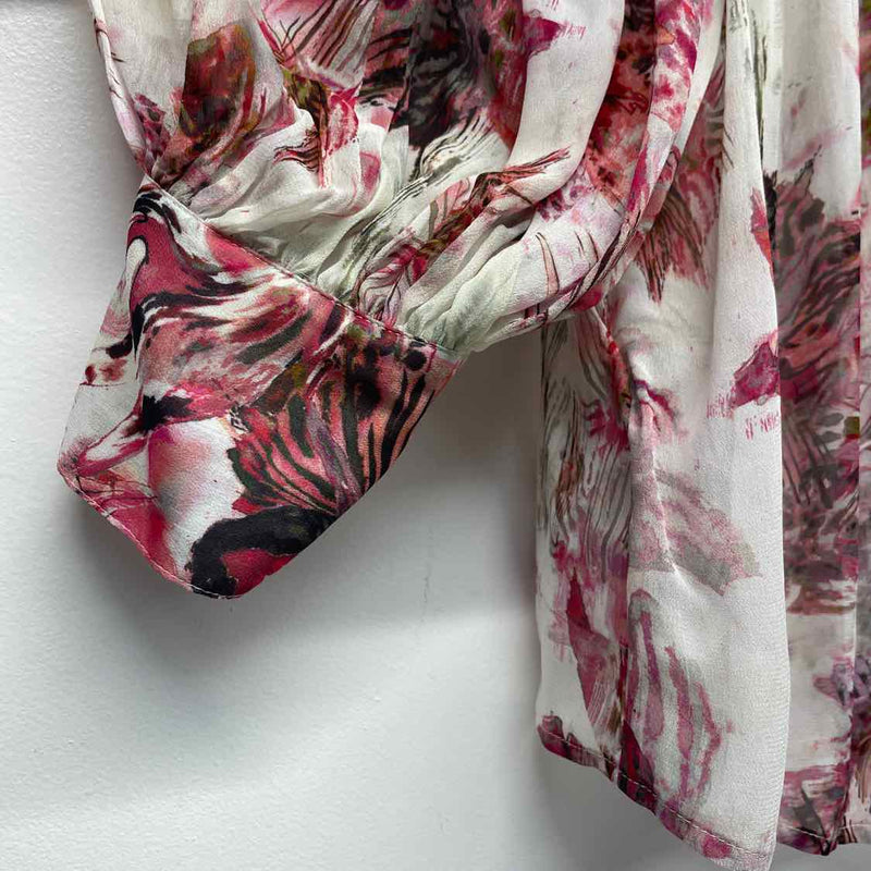 IRO Paris Size 32-XS Women's White-Multicolor Pattern Button Up Blouse