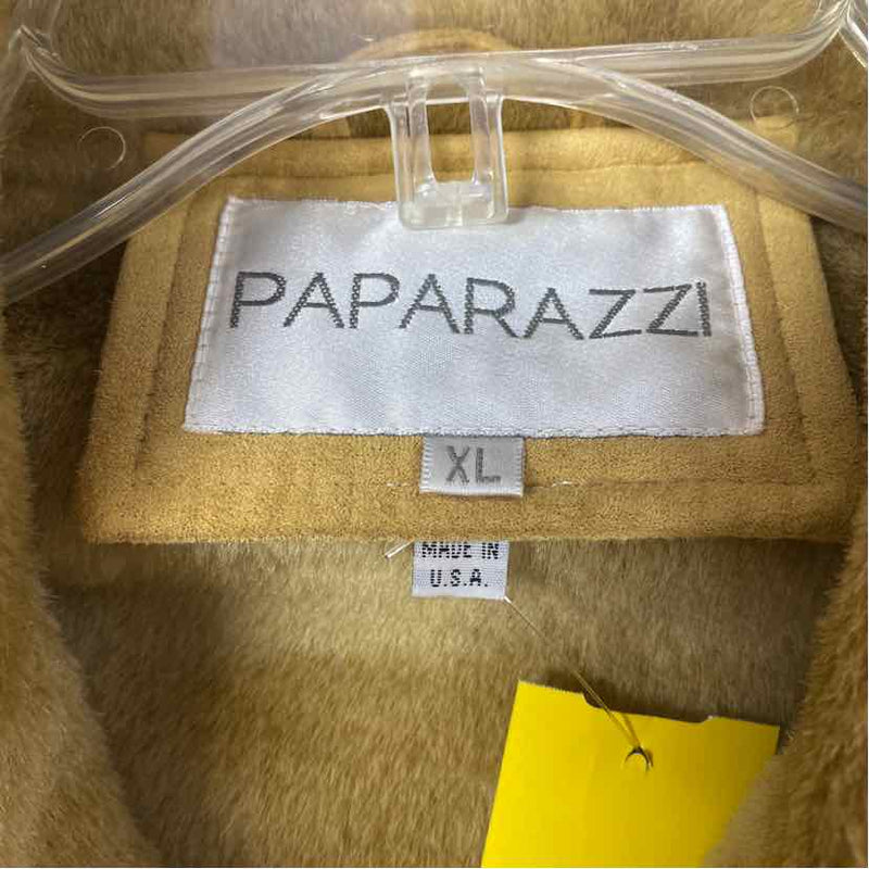 Paparazzi Women's Size Xl Camel Solid Zip Up Coat