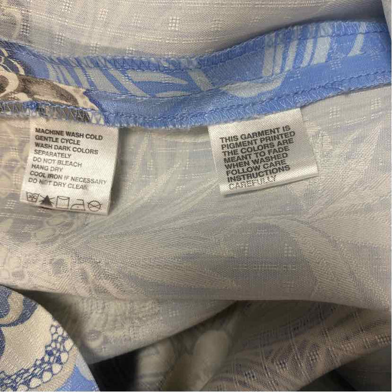 Tommy Bahama Size L Blue-White Silk Pattern Men's Men's Short Sleeve Shirt