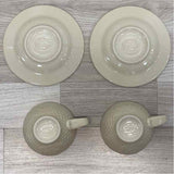 Longaberger Collectors Club Ivory Ceramic Teacup and Saucer - Set of 2