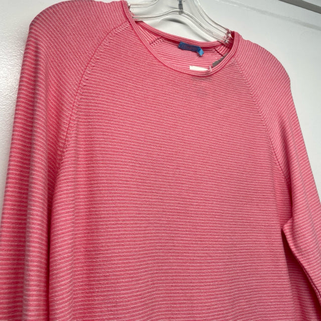 J.McLaughlin Size Xl Women's Pink-White Stripe Crew Neck Long Sleeve Top