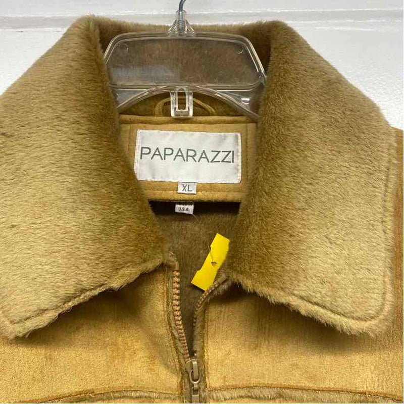 Paparazzi Women's Size Xl Camel Solid Zip Up Coat