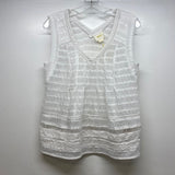 Maeve-Anthropologie Size 4-S Women's White Cut Out Shell Sleeveless Top