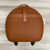 Smart Birdy Cognac Faux Leather Solid Round Suitcase