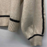 Z Supply Size M Women's Beige Stripe Zip Mock Neck Sweater