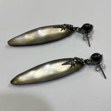 Alexis Bittar Long Textured Iridescent Stone Earrings