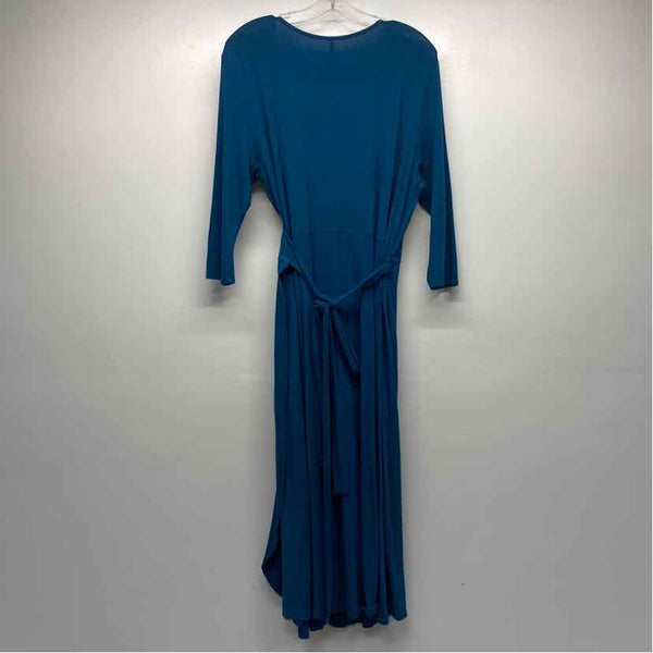 Sivana Size Xl Women's Teal Solid 3/4 Sleeve Maxi-Wrap Dress