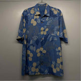 Tommy Bahama Size L Blue-White Silk Floral Men's Men's Short Sleeve Shirt