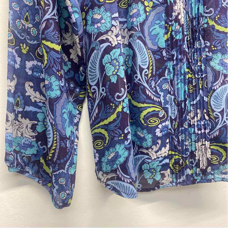 Robert Graham Size M Women's Blue-Multi Floral Pullover Blouse