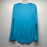 Line in the Sand Size Xl Women's Aqua Solid Long Sleeve Activewear Top
