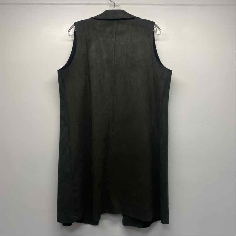 Peck & Peck Women's Size L Green Solid Maxi Cardigan Vest