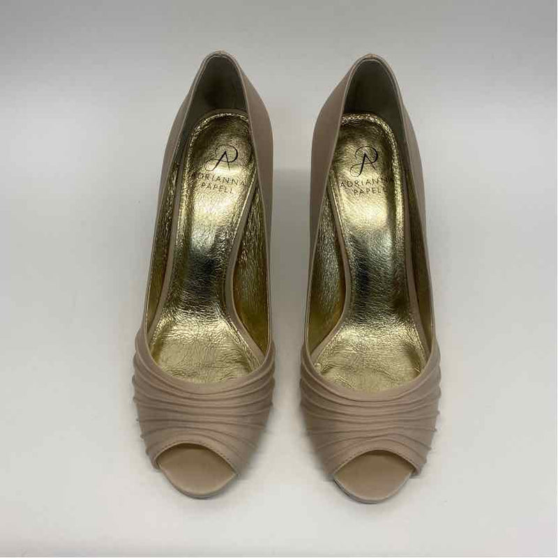 Adrianna Papell Size 9 Women's Beige Solid Open Toe Heels