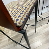 Blue  multi Metal-Wood Stool