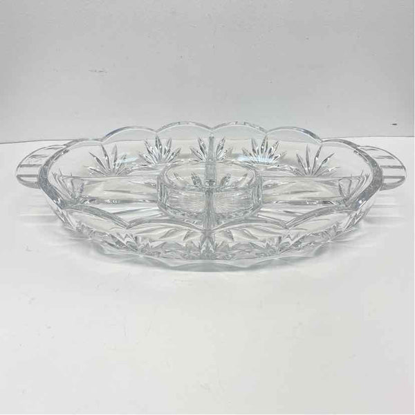 Royal Limited Clear Cut Crystal Divided Dish w Handles