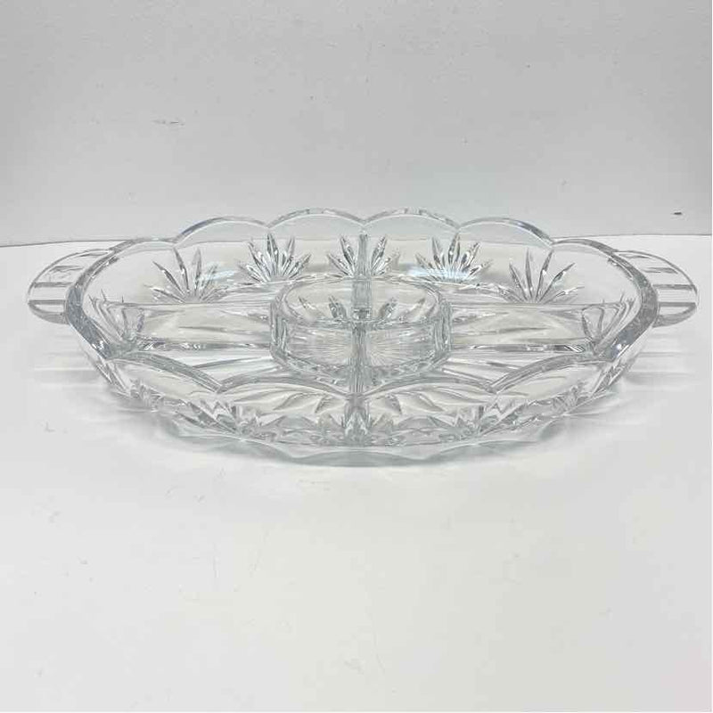 Royal Limited Clear Cut Crystal Divided Dish w Handles