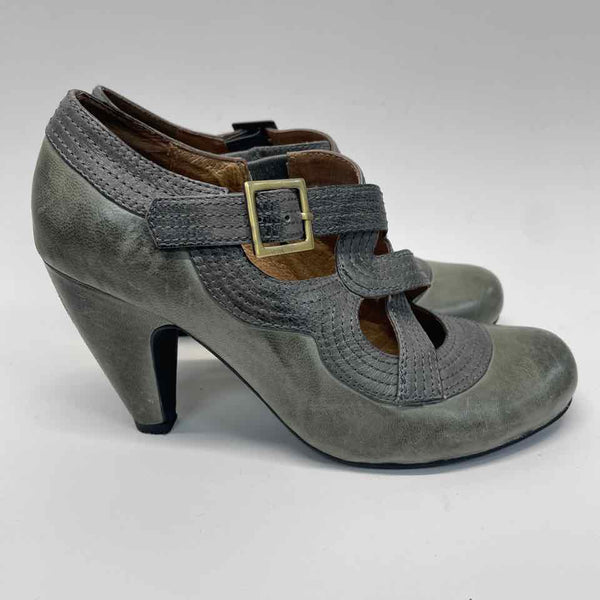 Miz Mooz Size 6.5 Women's Green-Gray Color Block Heel Shoes