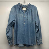 Citizens of Humanity Size S Women's Light Blue Washed Mock Neck Blouse