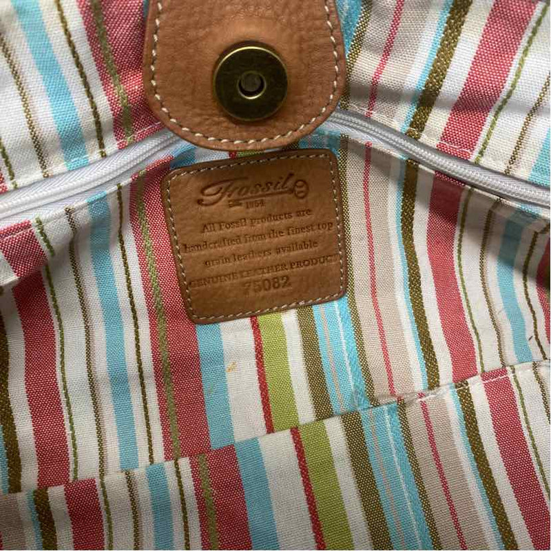 Fossil Brown Leather Woven Satchel Handbag