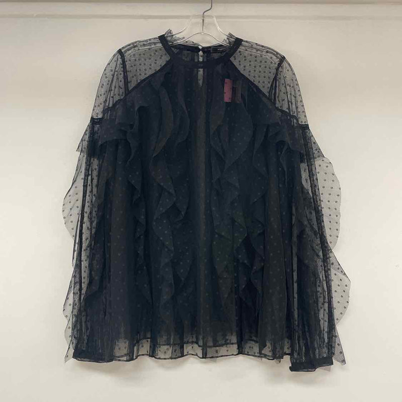 BCBGMaxazria Size L Women's Black Pattern Blouse