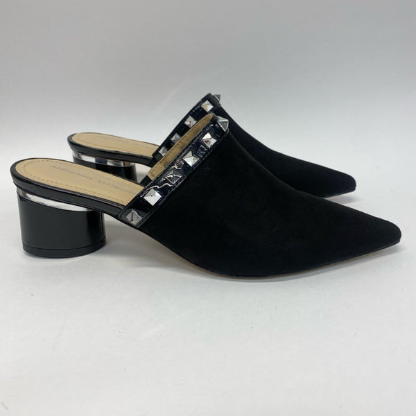 Adrienne Vittadini Size 7.5 Women's Black Studs Mules Shoes