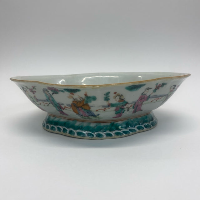 White-Multicolor Ceramic Chinese  Bowl