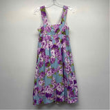 Garnet Hill Size 8-M Women's Purple-Blue Floral Fit And Flare Dress