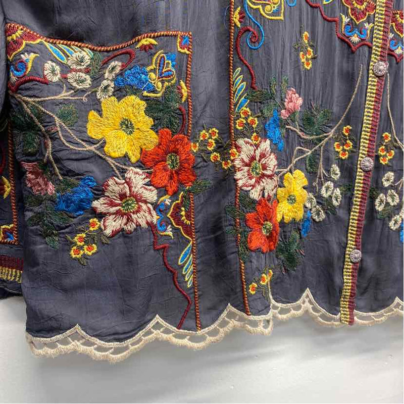 Johnny Was Size S Women's Blue-Multi Embroidered Tunic Blouse