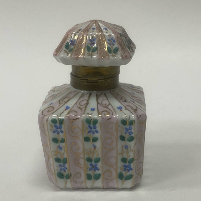 Handpainted Porcelain Floral Jar with Hinged Lid