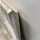 White Wood  Square Ornate Mirror