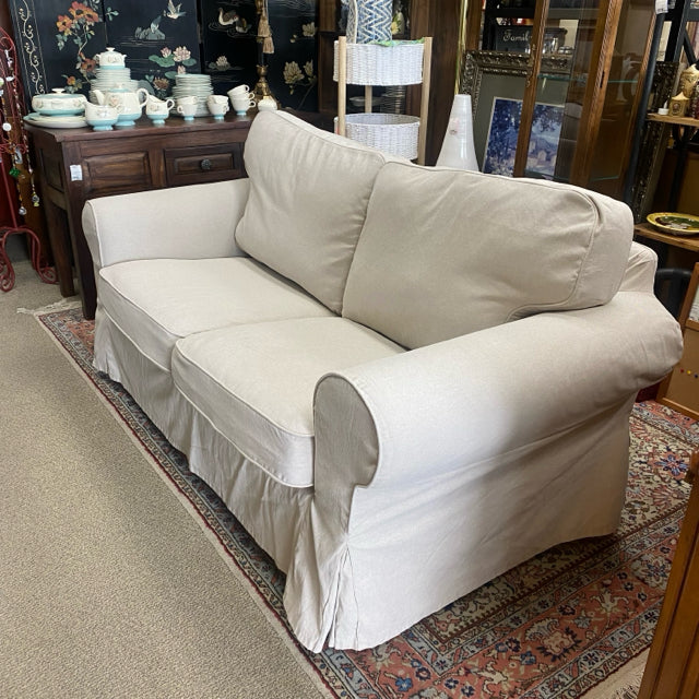 Ikea Beige Fabric Solid Loveseat