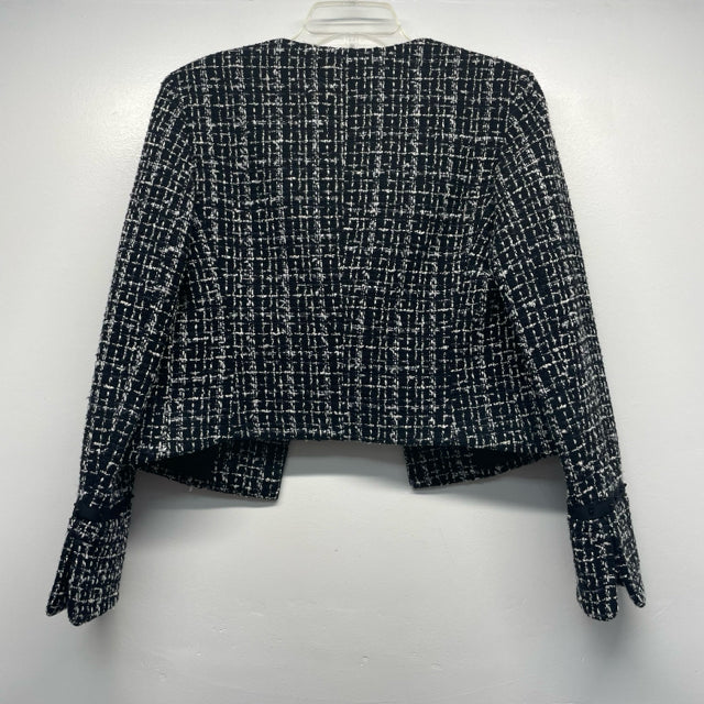 Hugo Boss Women's Size M Black-White Tweed Open Front Jacket