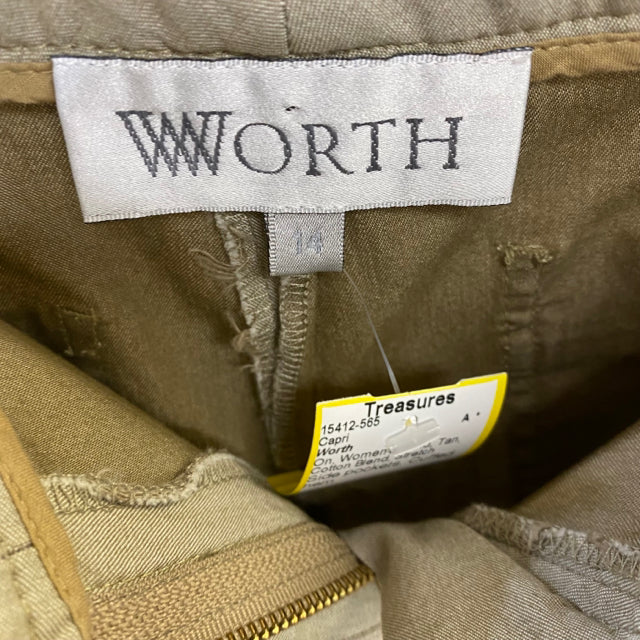 Worth Women's Size 14 Tan Solid Capri