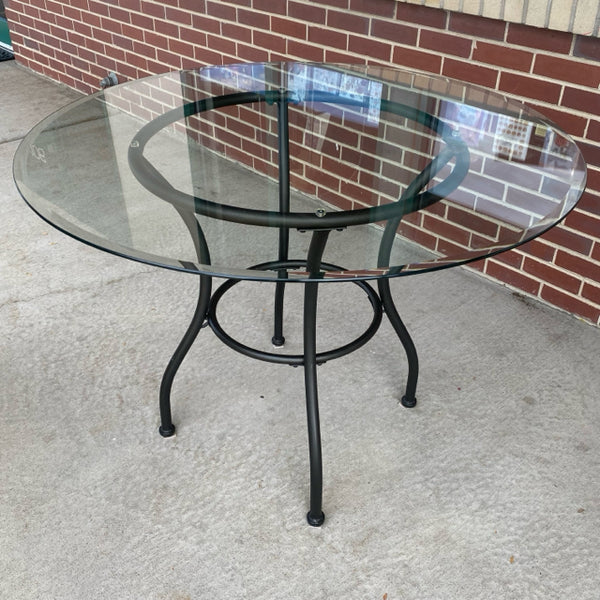 Clear Metal-GLass Round Dining Room Table