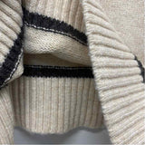 Z Supply Size M Women's Beige Stripe Zip Mock Neck Sweater