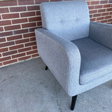 Gray Fabric Tweed Mid Century Modern Accent Chair