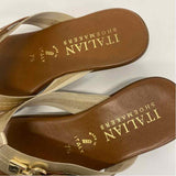 Italian Shoe Makers Size 7.5 Women's Brown-Gold 2 Tone Camel Toe Sandals